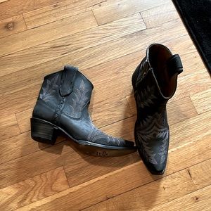 Leather cowboy boots.